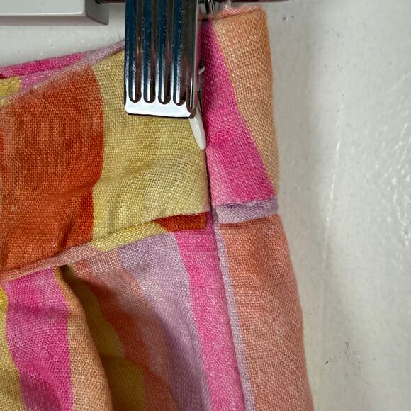 Farm Rio Sunny Stripe Linen Balloon Pants Pink Orange Pockets Sz XS - Picture 6 of 11